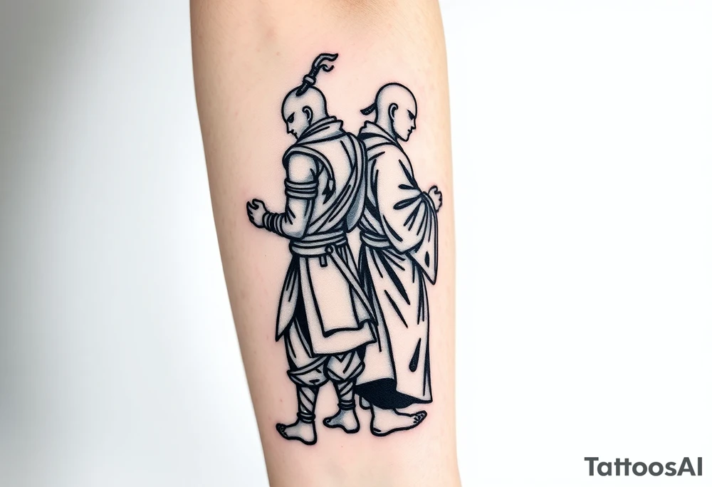 Warrior and Monk standing back to back tattoo idea