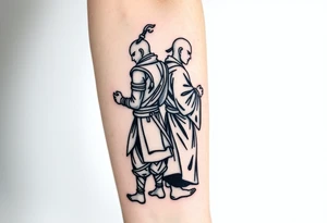 Warrior and Monk standing back to back tattoo idea