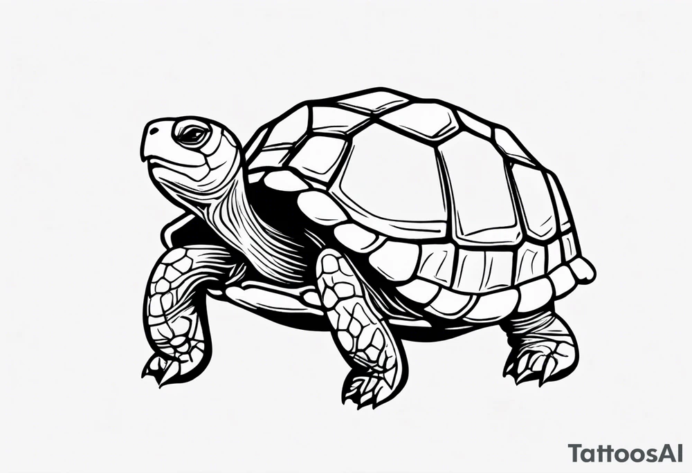 Small cute one line cartoonish tortoise reminding you to go slow tattoo idea