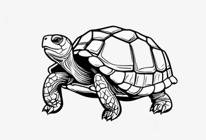 Small cute one line cartoonish tortoise reminding you to go slow tattoo idea