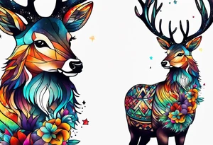 stag featuring colours of the universe and galaxies and pineapples in amsterdam tattoo idea