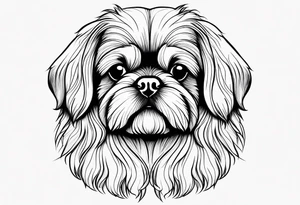 A mixed breed Pekingese and Shih-Tzu dog. Just the outline of his face. One line of drawing. tattoo idea