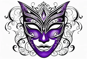 Unhappy Masquerade mask that is purple and black  with smoke tattoo idea