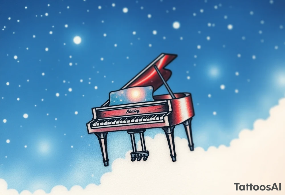 piano under the stars tattoo idea