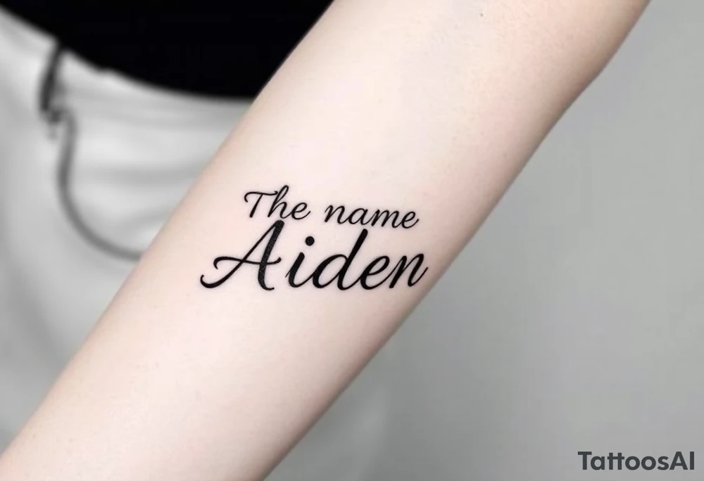 The name Aiden chunky
 and bold font tattoo idea