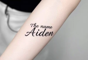The name Aiden chunky
 and bold font tattoo idea