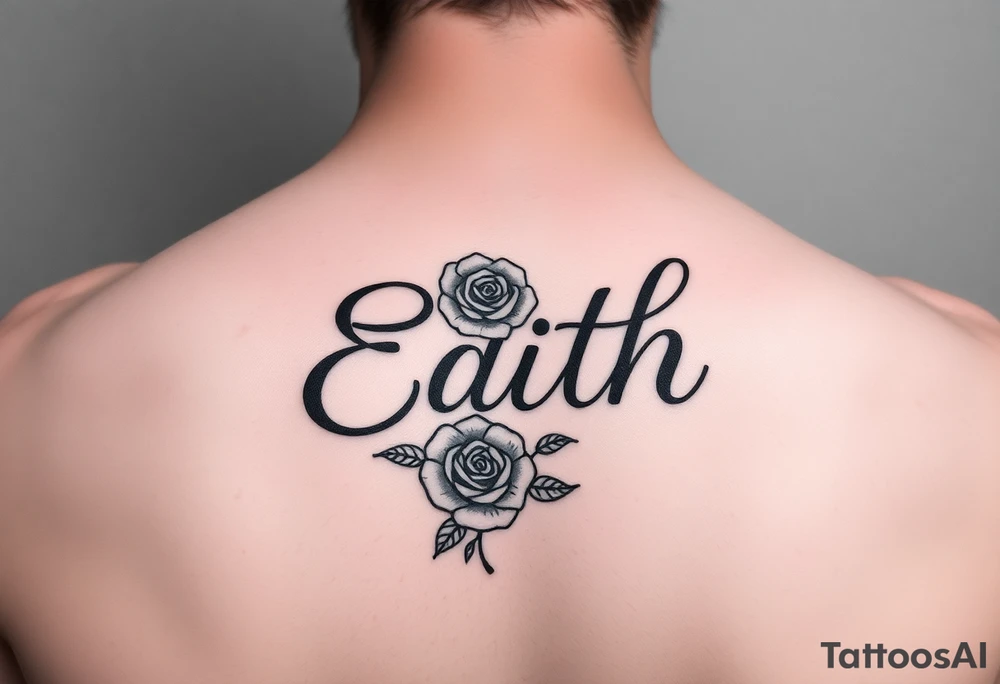 Edith tattoo with a cursive e with a rose tattoo idea