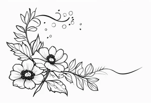 minimalist s-curve of cosmos flower, and rowan tree berries tattoo idea