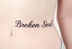 Broken Soul, in fancy cursive writing, small thin lettering tattoo idea