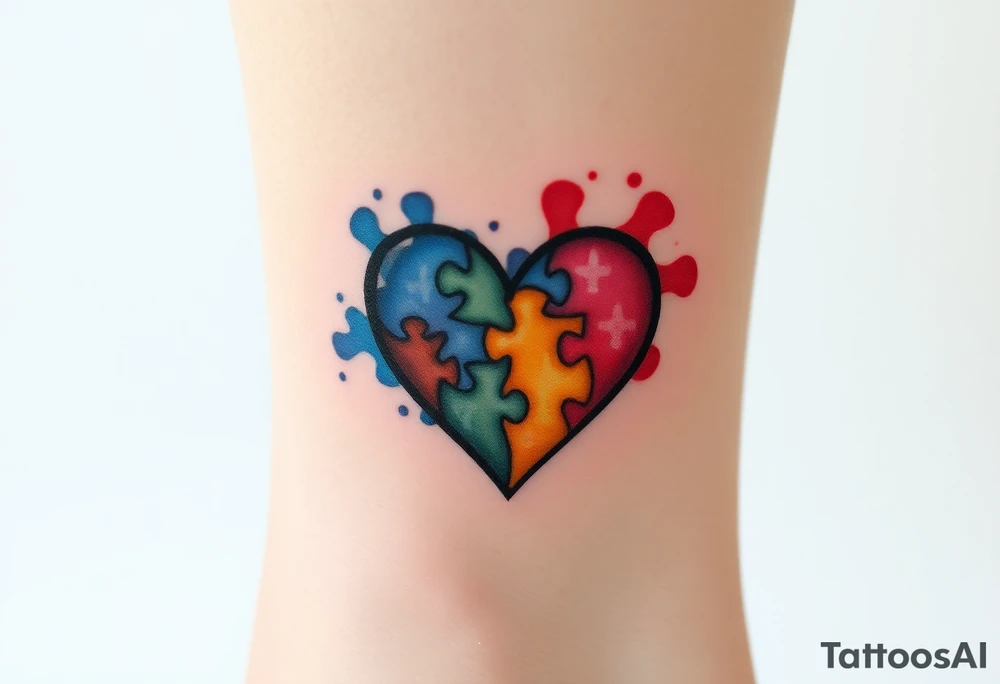 autism heart puzzle shape symbol tattoo idea