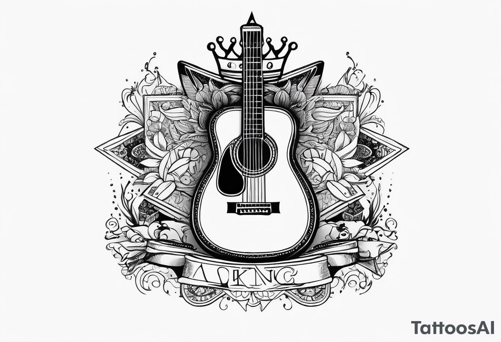 King of ace playing guitar cards tattoo idea