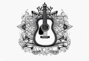 King of ace playing guitar cards tattoo idea
