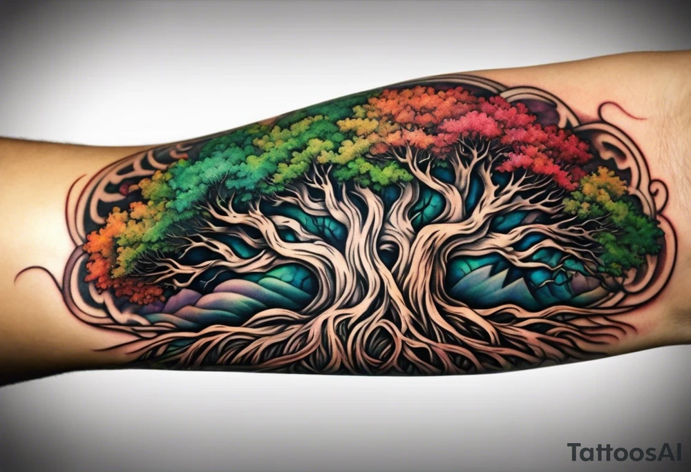 Tree roots wrapping around wrist tattoo idea