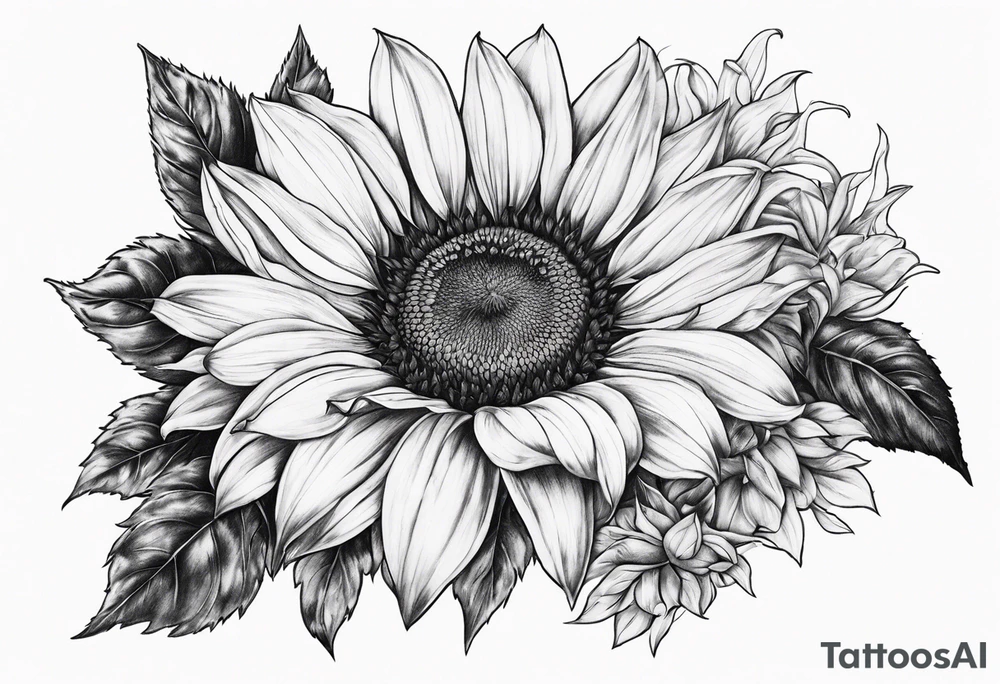 Flower fire an a sunflower tattoo idea