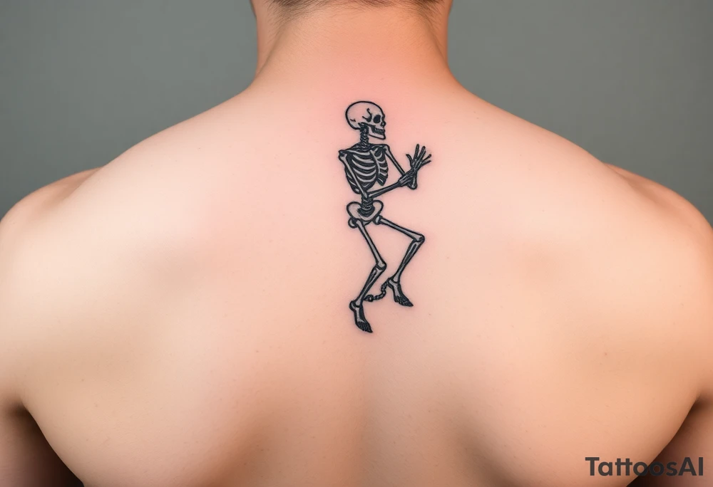 skeleton clibing up a rope ladder on forearm tattoo idea