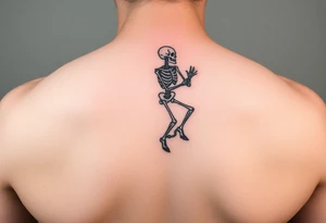 skeleton clibing up a rope ladder on forearm tattoo idea