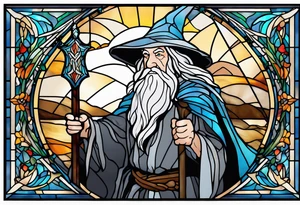 Gandalf in stained glass fighting tattoo idea