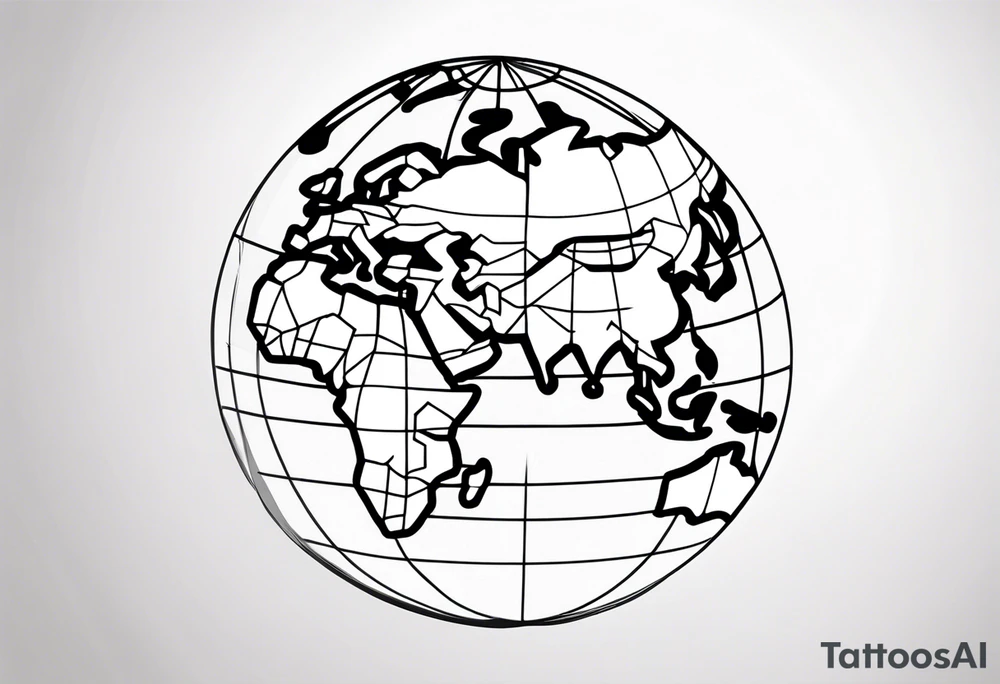 sphere breaking with world map tattoo idea