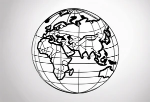 sphere breaking with world map tattoo idea