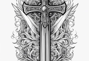 Excalibur sword with fire around it tattoo idea