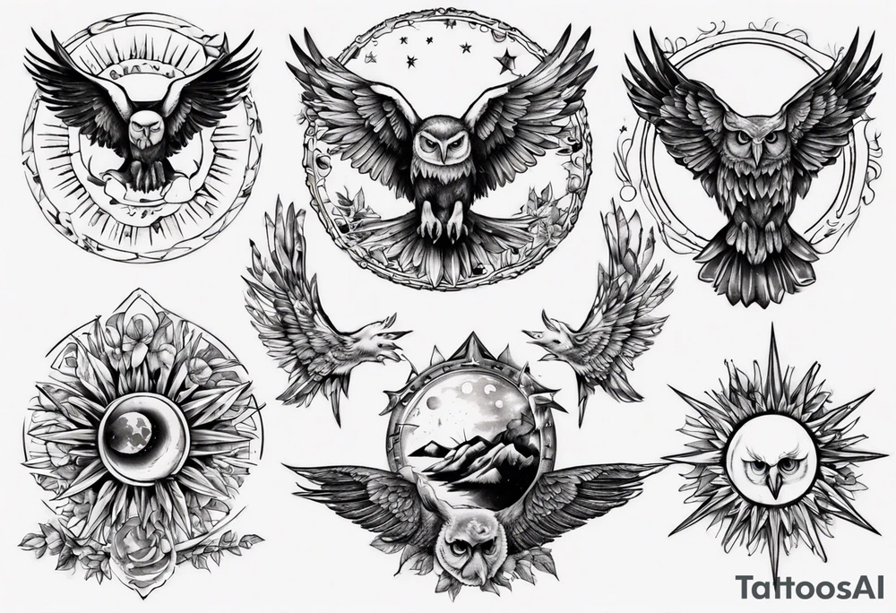 Mond und Sonne Eule 
 Berlin tattoo idea
