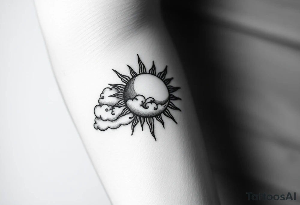 clouds sun and moon tattoo idea