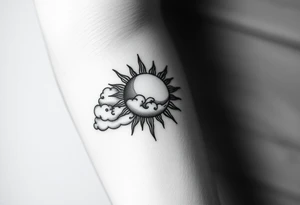 clouds sun and moon tattoo idea
