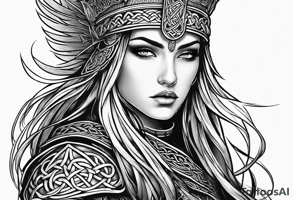 Celtic warrior side profile tattoo idea