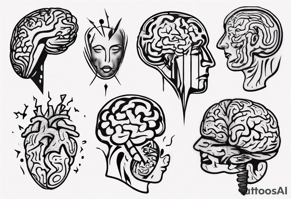 Converge human brain and human heart tattoo idea