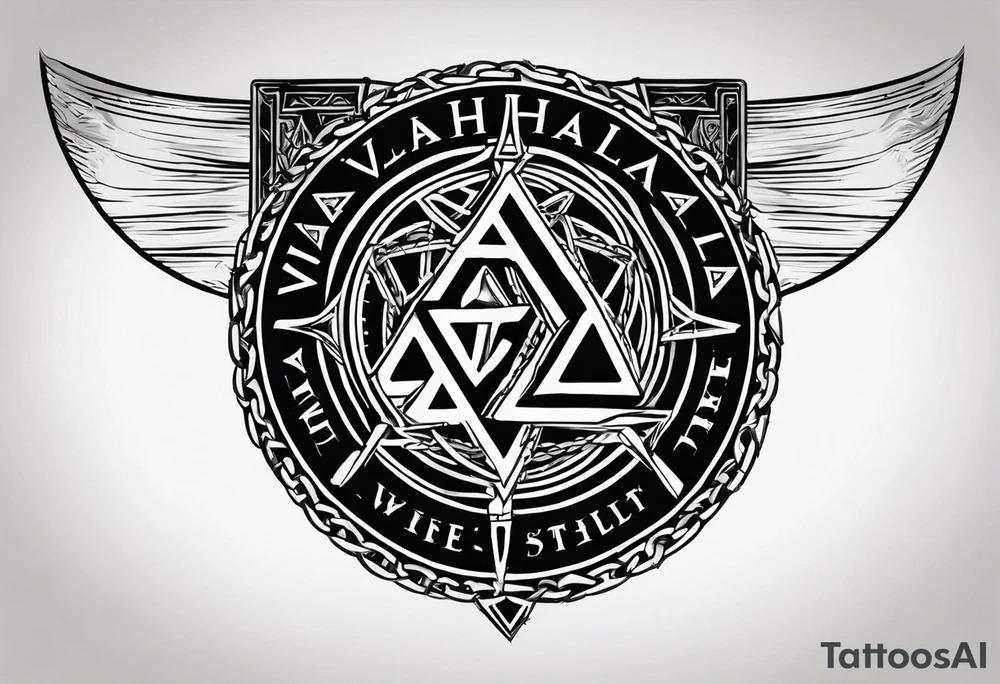 Valhalla round shield axe
Valknut barbed wire chains tattoo idea Valhalla round shield axe
Valknut barbed wire chains tattoo idea