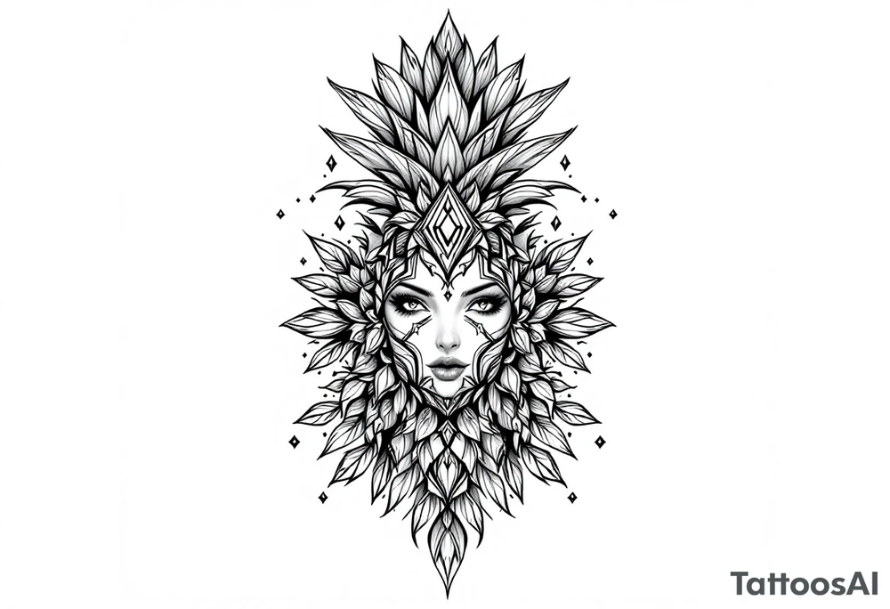 Majestic crown pineapple vagina anus diamonds tattoo idea