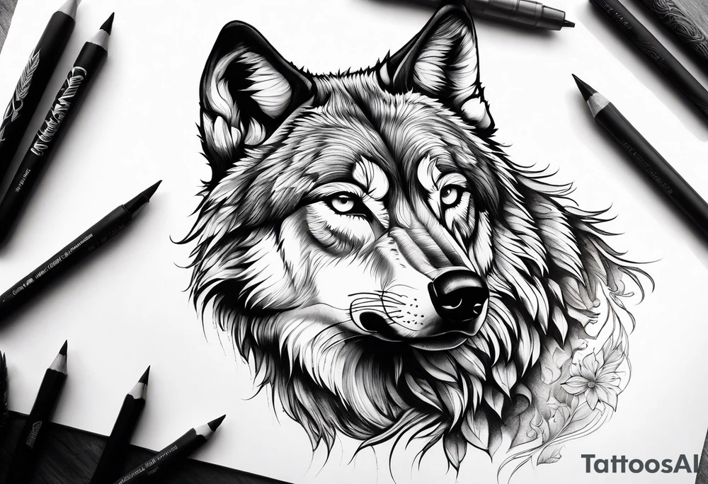 Wolf looking at you tattoo idea