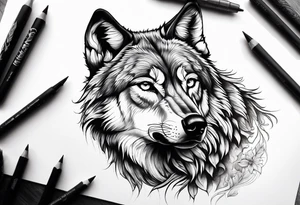 Wolf looking at you tattoo idea