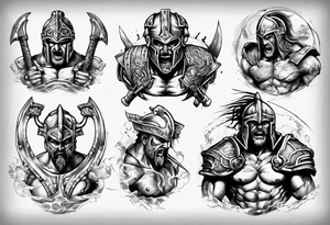 ocean gods gladiator war aggressive tattoo idea