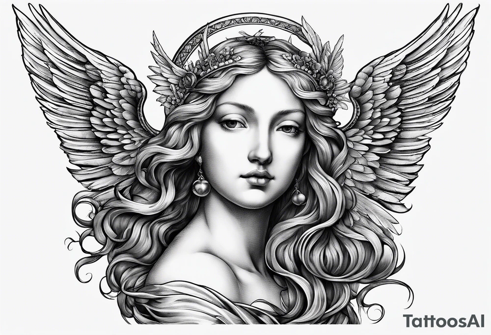 an angel engraving in the style of Albrecht Dürer tattoo idea