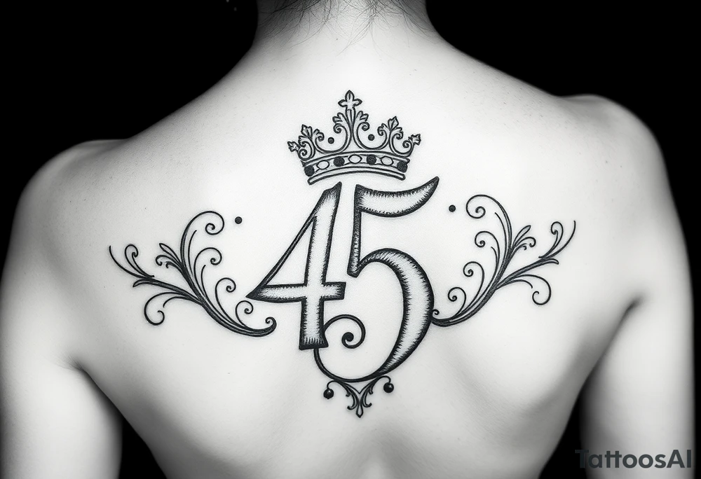 Trying to get a coverup over the number 45 with a capital G with a crown tilted to the left of it tattoo idea