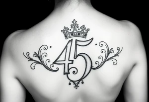 Trying to get a coverup over the number 45 with a capital G with a crown tilted to the left of it tattoo idea