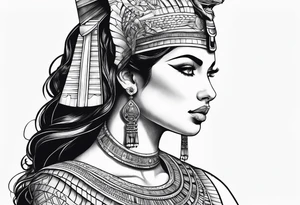 Side profile of cleopatra
 and cat tattoo idea