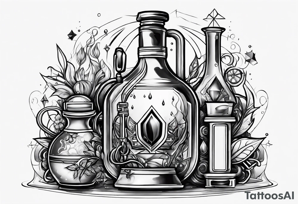 Abstract logo with leash and potions tattoo idea