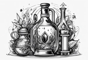 Abstract logo with leash and potions tattoo idea