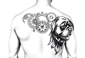Gears that look like clocks Rottweilers mechanical a complete right arm sleeve tattoo idea