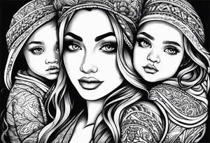 Mothers bond with three daughters tattoo idea