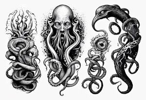 lovecraft mythe long tattoo 
with lot of tentacle for forearm and hand
crazy tattoo idea