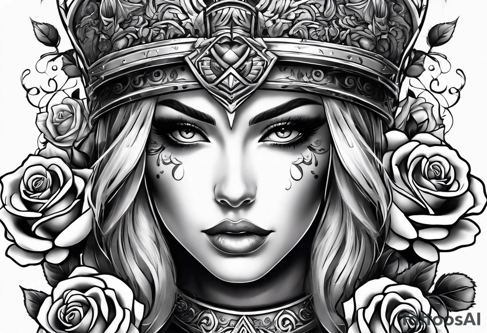 symbol for warrior  , with roses tattoo idea