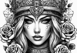 symbol for warrior  , with roses tattoo idea