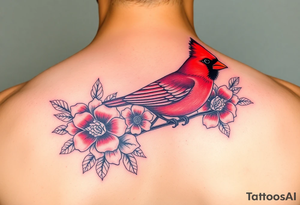 Cardinal with floral tattoo idea