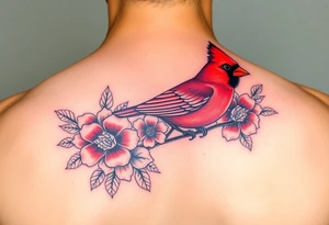 Cardinal with floral tattoo idea