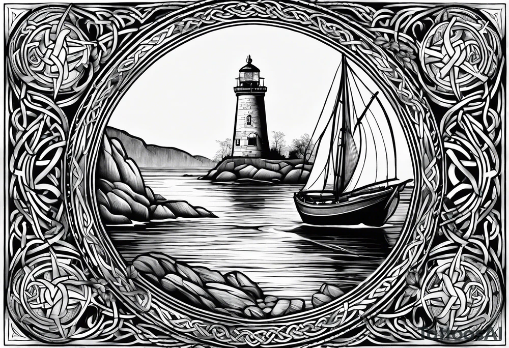 Celtic nautical scene, forearm, half sleeve, anchor, compass tattoo idea