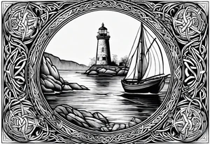 Celtic nautical scene, forearm, half sleeve, anchor, compass tattoo idea