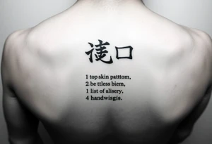"Text tattoo: 'С' on top skin layer, 'М' on bottom, between them—list of aliases in tiny font. Like a literary sandwich." tattoo idea